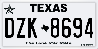 TX license plate DZK8694