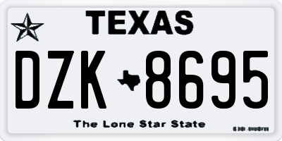 TX license plate DZK8695