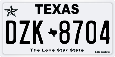TX license plate DZK8704