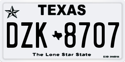 TX license plate DZK8707