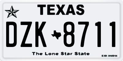 TX license plate DZK8711