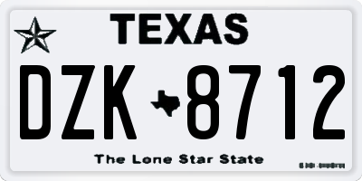 TX license plate DZK8712