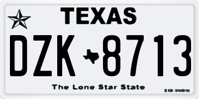 TX license plate DZK8713