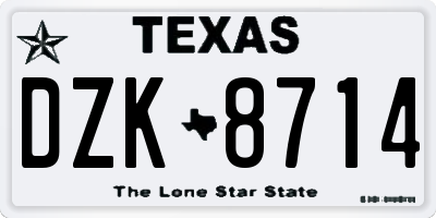 TX license plate DZK8714