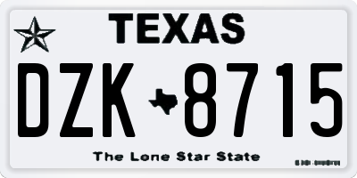 TX license plate DZK8715
