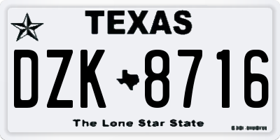 TX license plate DZK8716