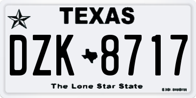TX license plate DZK8717