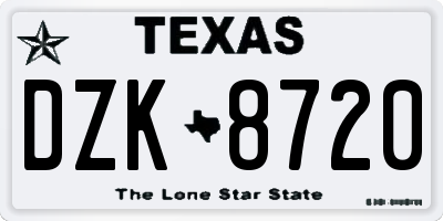 TX license plate DZK8720