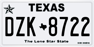 TX license plate DZK8722