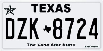 TX license plate DZK8724