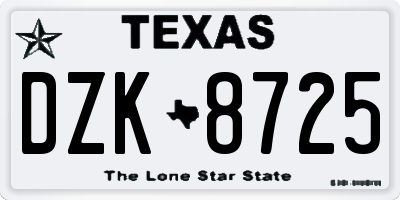 TX license plate DZK8725