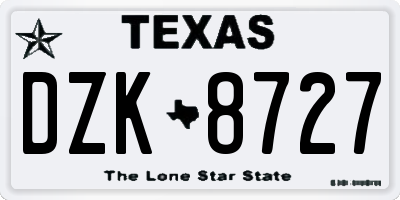 TX license plate DZK8727