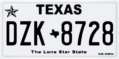 TX license plate DZK8728