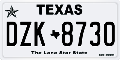 TX license plate DZK8730