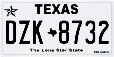 TX license plate DZK8732