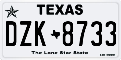 TX license plate DZK8733