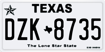 TX license plate DZK8735