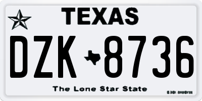 TX license plate DZK8736
