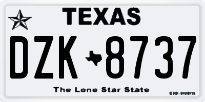 TX license plate DZK8737