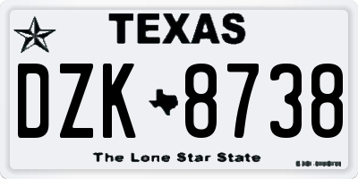 TX license plate DZK8738