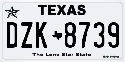TX license plate DZK8739