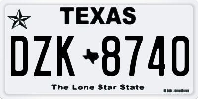 TX license plate DZK8740