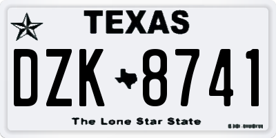 TX license plate DZK8741
