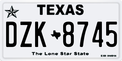 TX license plate DZK8745