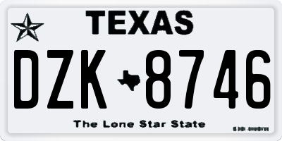 TX license plate DZK8746
