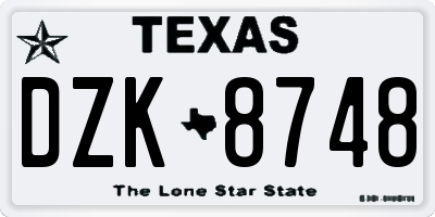 TX license plate DZK8748