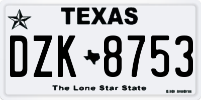 TX license plate DZK8753