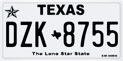 TX license plate DZK8755