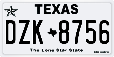 TX license plate DZK8756