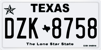 TX license plate DZK8758