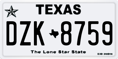 TX license plate DZK8759