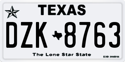 TX license plate DZK8763