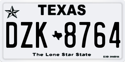 TX license plate DZK8764