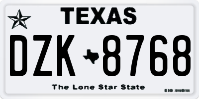 TX license plate DZK8768