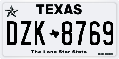 TX license plate DZK8769