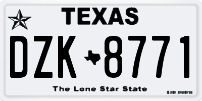 TX license plate DZK8771