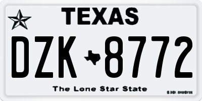 TX license plate DZK8772