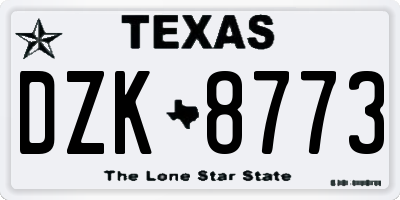 TX license plate DZK8773