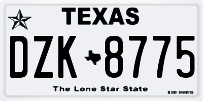 TX license plate DZK8775