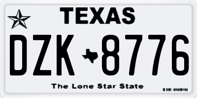 TX license plate DZK8776