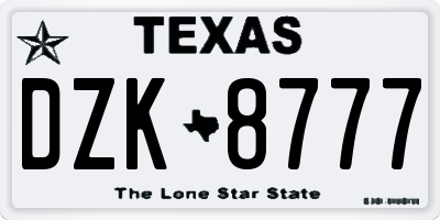 TX license plate DZK8777