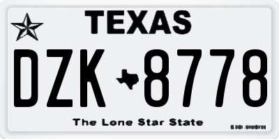 TX license plate DZK8778