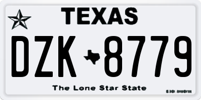 TX license plate DZK8779