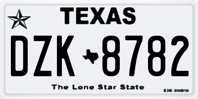 TX license plate DZK8782