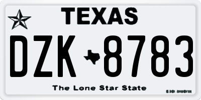 TX license plate DZK8783