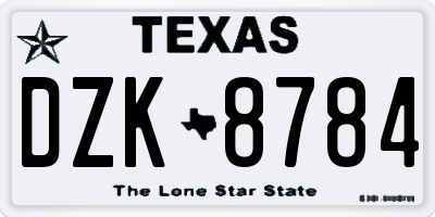 TX license plate DZK8784